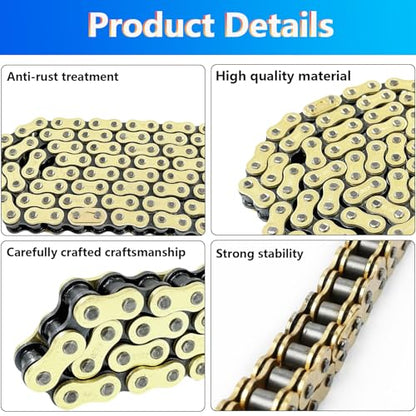 428H Motorcycle Chain 114 Links & Chain Breaker with 6pcs Connecting Master Link Fit for 110cc 125cc 150cc 200cc 250cc Dirt Bike ATV Pit Bike Scooter - size: 114 Links