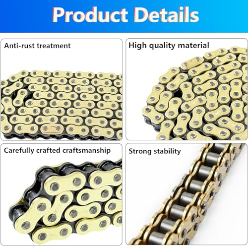 428H Chain 130 Links & Chain Breaker with 6pcs Connecting Master Link Fit for 110cc 125cc 150cc 200cc 250cc Dirt Bike ATV Pit Bike Scooter - size: 130 Links
