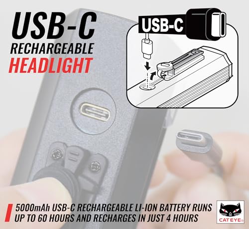 CATEYE AMPP USB Rechargeable Bike Light – High Visibility Super Bright OptiCube™ Headlight for Commuters, Road Cyclists & Mountain Bikers, Day & Night Riding Modes, IPX4 Waterproof, Tough & Durable - style: Ampp2200