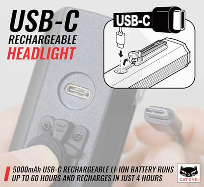 CATEYE AMPP USB Rechargeable Bike Light – High Visibility Super Bright OptiCube™ Headlight for Commuters, Road Cyclists & Mountain Bikers, Day & Night Riding Modes, IPX4 Waterproof, Tough & Durable - style: Ampp2200