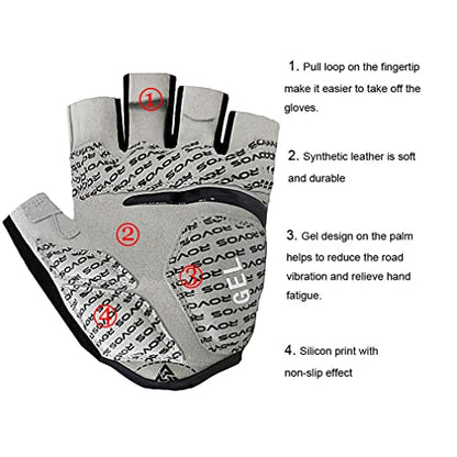 Men & Women Cycling Gloves - 5mm Padded Half Finger Breathable Mountain & Road Biking Gloves - color: Blue-b, size: X-Large