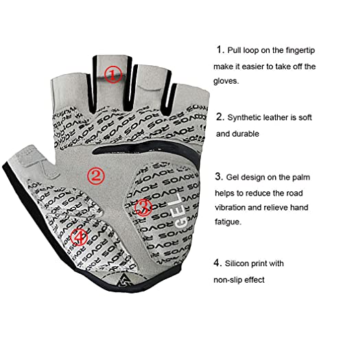 Men & Women Cycling Gloves - 5mm Padded Half Finger Breathable Mountain & Road Biking Gloves - color: Black-b, size: Medium