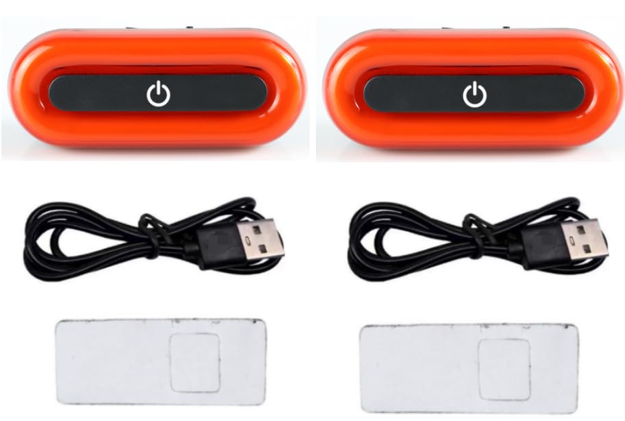 Tujoe 2 Set Motorcycle Bike LED Red Rear Helmet Light Rechargeable Bicycle Safety Warning Helmet Tail Lights with USB Chargeable Cable, Safety Warning Night Lamp for Night Riding - style: 4 Lighting Modes