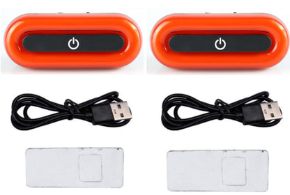 Tujoe 2 Set Motorcycle Bike LED Red Rear Helmet Light Rechargeable Bicycle Safety Warning Helmet Tail Lights with USB Chargeable Cable, Safety Warning Night Lamp for Night Riding - style: 4 Lighting Modes