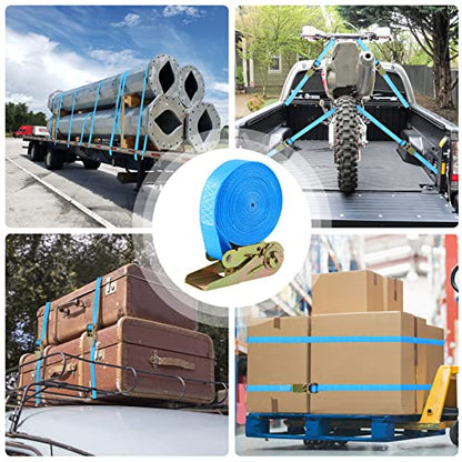 LIFERUN 10 Pack 1" x 20' Ratchet Straps Heavy Duty, 1760lbs Break Strength Endless Ratchet Strap, NO Hook, Tie Down Straps for Motorcycles, Goods, Luggage,Blue - color: Blue