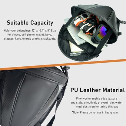 Motorcycle Tail Bag Multifunctional Rear Seat Storage Saddle Bag Motorbike Tank Bag with Shoulder Strap, Black