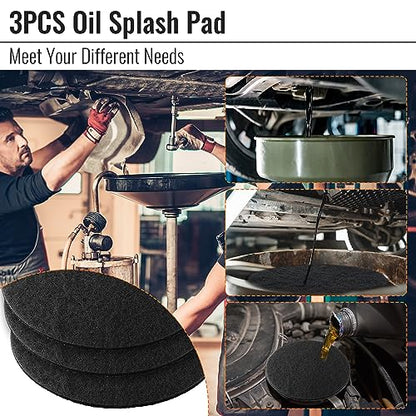 Saillong 3 Pcs 18'' Round Oil Drain Splash Pad, No Splatter Pad Fit 1.5-20 Gal Oil Drain Pan, Anti Splash Oils Change Mat for Car Changing Oils Transmission Drains Pan