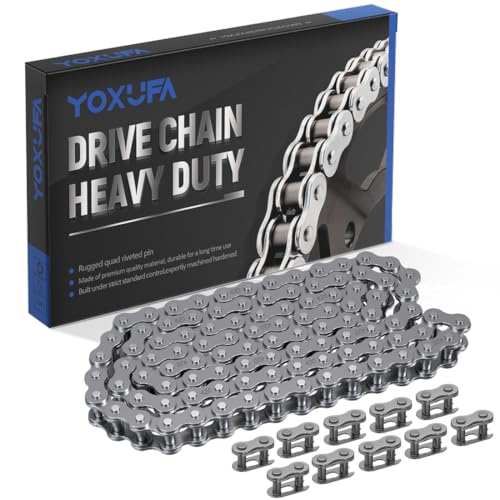 YOXUFA 420 Chain 102 Links for CRF50 XR50 PW80 SSR Tao Tao Coolster 110cc 125cc Pit Dirt Bike 4 Wheeler ATV Quad Kazuma Baja Ice Bear Lifan Kayo NST SDG 50cc 70cc 90cc Go Kart Motorcycle Parts - size: 102L, style: 420 Chain