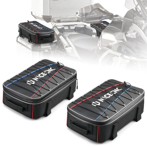 NICECNC Motorcycle Side Top Case Bag 20L Expandable, Motorcycle Luggage Tool Organizer Bags Compatible with BMW R1250GS R1200GS Adventure 2007-2013, R1200GS LC 2013-2017, F650 700 750 800 850GS, 2PCS - color: Black-Side Top Case Bag