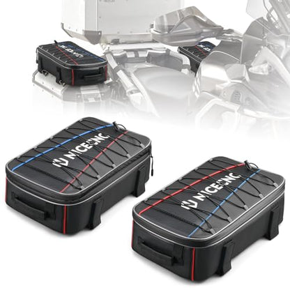 NICECNC Motorcycle Side Top Case Bag 20L Expandable, Motorcycle Luggage Tool Organizer Bags Compatible with BMW R1250GS R1200GS Adventure 2007-2013, R1200GS LC 2013-2017, F650 700 750 800 850GS, 2PCS - color: Black-Side Top Case Bag