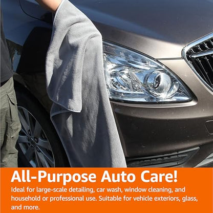 Amazon Basics Super Absorbent Microfiber Car Drying Towel, Streak-Free, Non-Abrasive, 36"L x 25"W, Gray - color: Gray, size: 36"L x 25"W