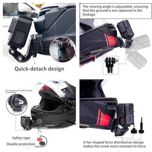 AGV K1S Chin Mount Kits Made for K1 S Helmet Camera Mount Kit Carbon Fiber Load Bearing Patch Adjustable Camera Bracket Compatible with GoPro Hero Ins360 DJI Action Cams (Aluminum Alloy Base)