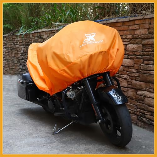 Motorcycle Cover Lightweight Half Cover Outdoor Waterproof Rain Dust Protector Orange XL Size for Most Full Dress Touring Cruiser Durable Material Replacement