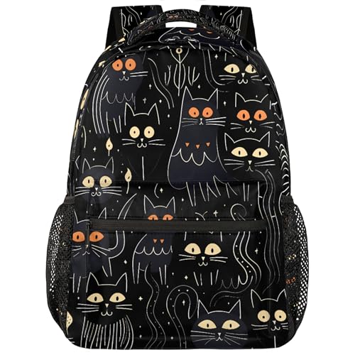 Lightweight School Backpack, Black Cats Large Capacity Bookbag, Waterproof Travel Bag Casual Daypack for Men Women Adults - color: Black Cats