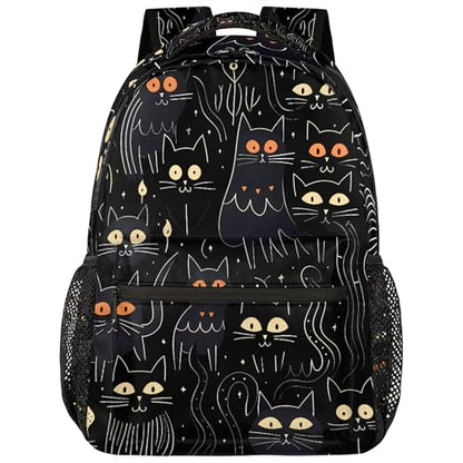 Lightweight School Backpack, Black Cats Large Capacity Bookbag, Waterproof Travel Bag Casual Daypack for Men Women Adults - color: Black Cats