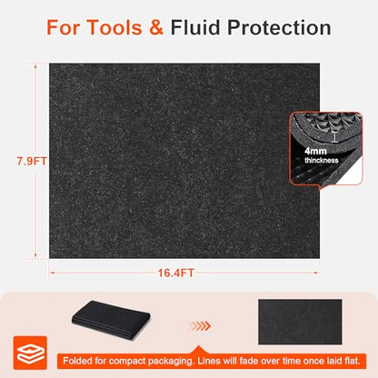 Heavy Duty Oil Spill Mat for Garage Floor, Extra Thick Absorbent with Anti-Slip Rubber Backing, Reusable Under Car Leak Pad (7.9" x16FT) - size: 7.9"x16FT