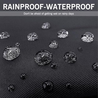 1 PC 190 T Car Cover, 104.33" x 49.21" x 41.33" Indoor and Outdoor Rain Cover with Wind Buckle, Motorcycle Body Dust Cover with Locking Hole, Universal for Most Motorcycles (Black & Silver)