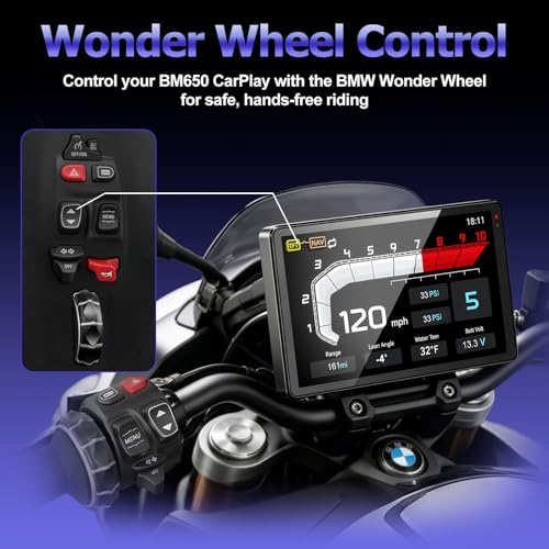 LBW 6.5 Inch Motorcycle CarPlay GPS for BMW, Ultra-Bright CarPlay Screen, 1200 Nits Bright Waterproof HD Touch Screen, Plug&Play Lossless Installation, iOS/Android Native Protocol Support - size: BM 6.5"+Native control+Lossless Installation