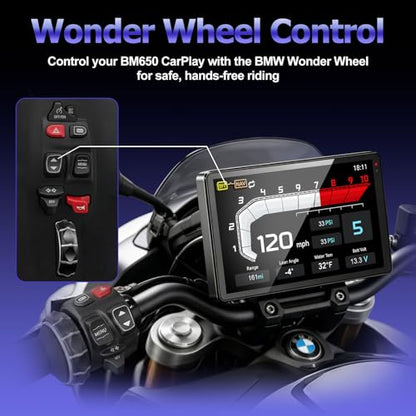 LBW 6.5 Inch Motorcycle CarPlay GPS for BMW, Ultra-Bright CarPlay Screen, 1200 Nits Bright Waterproof HD Touch Screen, Plug&Play Lossless Installation, iOS/Android Native Protocol Support - size: BM 6.5"+Native control+Lossless Installation