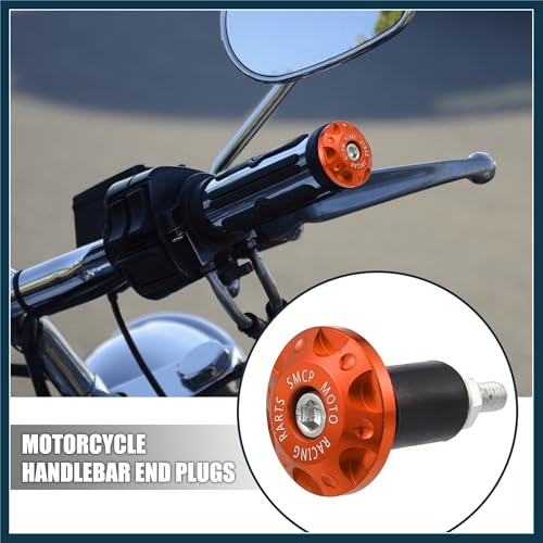 1 Pair 7/8" 22mm Motorcycle Hand Grips Handlebar End Slider Caps Plugs Aluminum Alloy Orange Automotive Parts