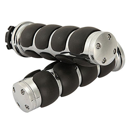INNOGLOW Motorcycle Handlebar Grips 1 Pairs Hand Grips - color: Chrome Black-A
