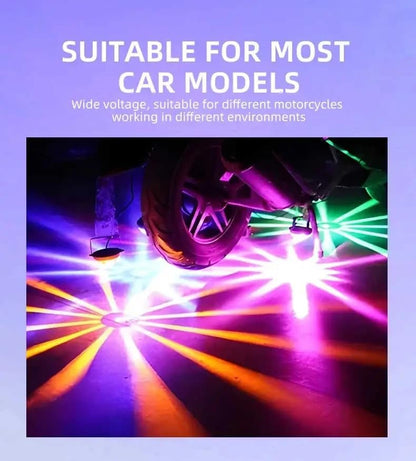 New Colorful Flash Motorcycle Electric Truck Chassis Lights LED Lights Rear Taillights Anti-Fog Lights Brake Lights Warning Lights (PINK) - color: PINK