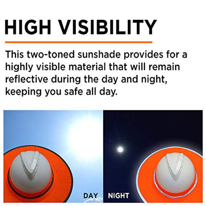 Wolf High-Visibility Orange Reflective Full-Brim Hard Hat Mesh Sun Visor Neck Shade - color: Hi-viz Orange