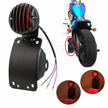 Amazicha 3/4" Motorcycle LED Tail Brake Light with Bracket, IP67 Waterproof Motorcycle Side Mount License Plate Rear Light Compatible for Harley Sporster Bobber Chopper Yamaha Suzuki Honda Kawasaki - size: 0.75inch, style: Curved
