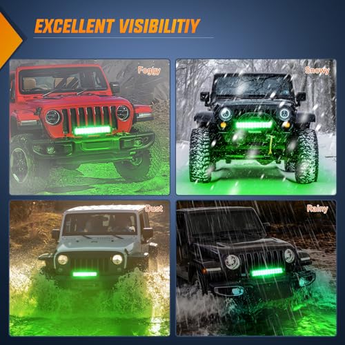 Nilight LED Light Bar 12 Inch 72W Spot Flood Combo Green Beam Off Road Lights Fishing Hunting Emergency Deck Boat Work Lighting for Trucks UTV Pick-up Van Boat Tractor - color: Green