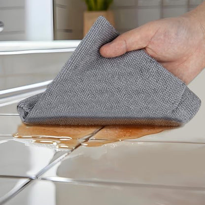 CARTMAN 60 Pack Microfiber Cleaning Cloth, Reusable Tear Away Towels Roll, 12"x12", Multi-Purpose Microfiber Towels Cleaning, Lint Free, Absorbent Cleaning Rags for Kitchen, Car, Glass (Grey) - color: 60pk Grey