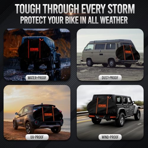 Heavy-Duty 600D, 1-2 Bikes Bike Cover Transport on Rack - Accident Proof Reflective Design Bike-Covers for 2 Bikes on Rear Bike Rack Ultra Waterproof Ebike Cover - size: 82x38x47 inches (Transport)
