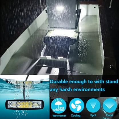 2PC Super Bright Led Boat Lights- Waterproof High/Low Beam Spot Flood Combo Light Bar for Boats, Trucks, Off-Road, Cars, Motorcycles 30W/2400LM Marine Deck Dock Light,Fog Lamp for Night Fishing Kayak - size: 2PCS