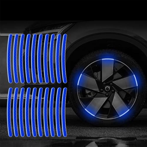 Maicican Blue a Reflective PVC Wheel Eyebrow Stickers, Set of 20, Night Safety Warning, Anti-Scratch, Waterproof, Outdoor Use - color: Blue a