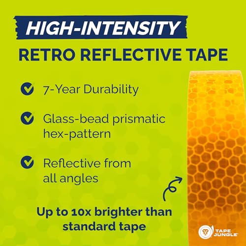 High Intensity Retro Reflective Tape (HXREF) [1 Roll] 1" (25mm) x 10 yds Yellow - color: Yellow, size: 1"(25mm) [1 roll]