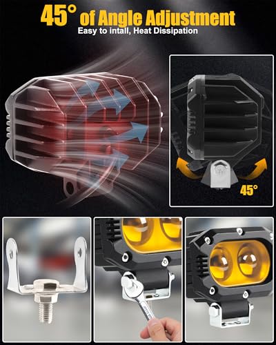 4 Inch Amber LED Driving Lights 48W LED Pod Lights Off Road Spot Lights Bar Super Bright Flood Light Cube Combo LED Bumper Ditch Lights Fog Light for Truck Jeep ATV UTV SUV Motorcycle Boat - color: 4inch Amber Spotlight