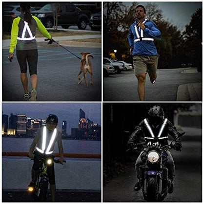 Reflective Vest Running Gear 3Pack, Adjustable Safety Vests High Visible Reflective Belt Straps - color: Green,black,orange