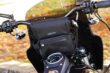 Kuryakyn 5219 Barrio Motorcycle Travel Luggage: Weather Resistant Roll Top Storage Bag with Bar Straps, Black