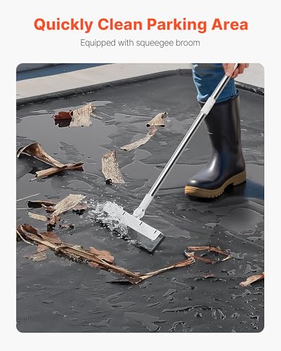 VEVOR Containment Mat, 8 ft 6 in x 20 ft, Non-Slip PVC Garage Floor Mat with a Cleaning Squeegee, Heavy Duty Durable Waterproof Protection from Snow, Rain and Mud for Cars SUVs Trucks Parking, Black - size: 8 ft 6 in x 20 ft