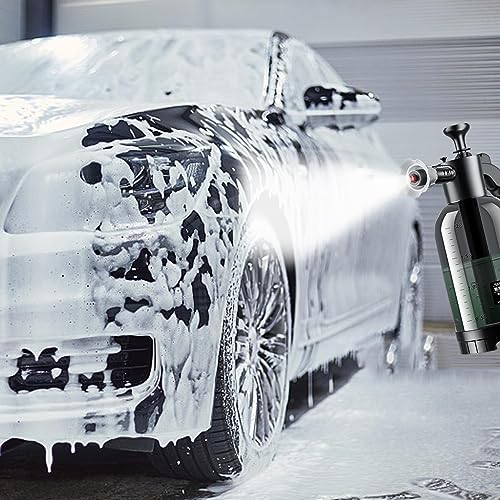 Pump Foam Sprayer Hand Pressure, 2L Snow Foam Sprayer - Car Wash Manual F-oam Bottle Soap S-prayer for Lawn Garden Cleaning Car Detailing & Washing,60° Wide Spraying Nozzles Pressure Washer Attachment - color: O-rdinary foam spray can
