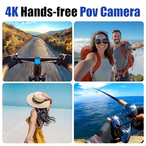 4K WIFI POV Action Body Camera 64GB, Thumb Size Mini Bodycam, Waterproof Magnetic Wearable Hand-free Portable Sports Action Cameras, Snapcam Mount Anywhere for Cycling, Skiing, Swimming, Walking