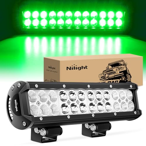 Nilight LED Light Bar 12 Inch 72W Spot Flood Combo Green Beam Off Road Lights Fishing Hunting Emergency Deck Boat Work Lighting for Trucks UTV Pick-up Van Boat Tractor - color: Green