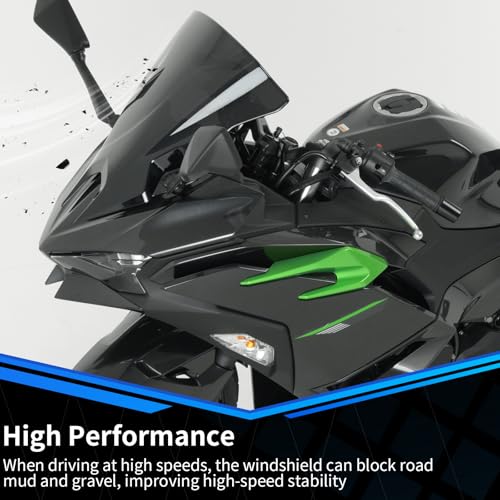 Double Bubble Windshield Windscreen for Kawasaki Ninja 500/500 ABS / 500 SE 2024 2025 Motorcycle Front Fairing Air Deflector Windshield Spoiler (Clear) - color: Clear