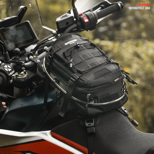 Rhinowalk Motorcycle Tank Bag Backpack Travel Luggage Separate Water Bag Duffel Bag with molle system fits most Adventure and Sport Motorcycle Frames - color: Black