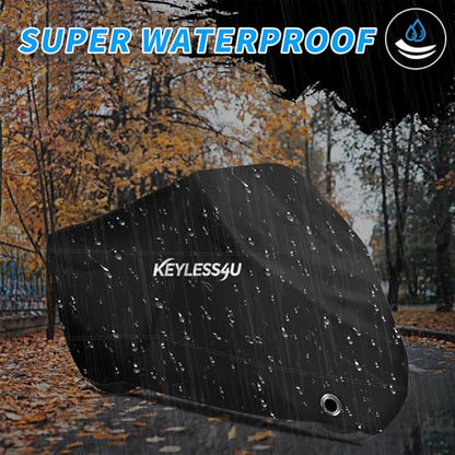 Motorcycle Cover Premium Waterproof Outdoor All Weather Protect from Dust Sunlight Rain. Compatible with Harley Davidson, Honda, Suzuki, Kawasaki, Yamaha and Many More(Black,97inch) - size: 97'' Full Cover