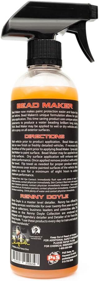 P&S Bead Maker Paint Sealant – Easy Spray & Wipe Protectant for Cars, Boats & RVs – Hydrophobic Gloss & UV Protection – Safe for All Surfaces - 16 Oz. - size: 0.125 Gallons