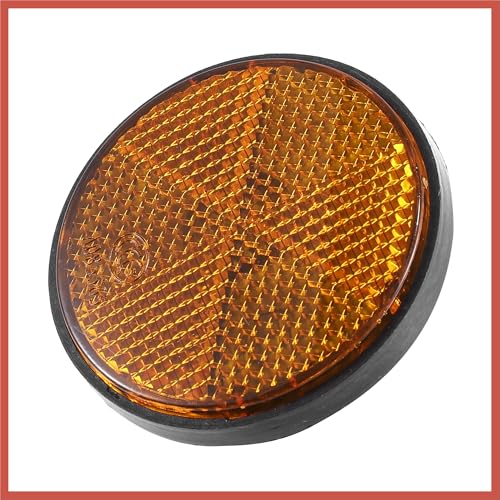 ACROPIX 4 Pcs M6x1.0 Orange Red Plastic Universal Round Screw Mount Reflective Warning Reflector with Nut for Motorcycle Bike Car Parts