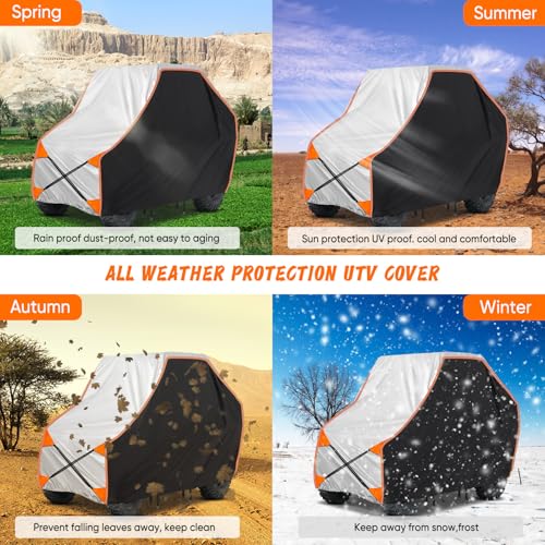 NEVERLAND UTV Cover 2 Seater Waterproof - Upgrade Windproof Design for Side By Side Cover Compatible with RZR Polaris Ranger Yamaha Rhino Can-Am Commander Defender Honda Pioneer (126" x 71" x 77") - size: 126 x 71 x 77 inch
