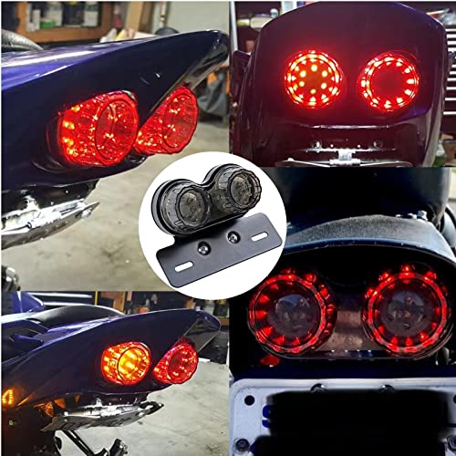 40W 40-LED Motorcycle Tail Light Integrated Driving&Brake Light Turn Signal Lamp With License Plate Bracket for Harley Honda Yamaha Suzuki Kawasaki (Black)