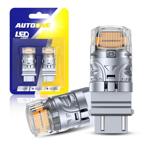 AUTOONE Upgraded 3157 LED Bulb Amber, Super Bright 3156 3056 3057 LED Replacement with Projector for Front Rear Turn Signal Light Blinker DRL Tail Brake Marker Parking Runing Lights, Pack of 2 - color: Amber, size: 3157/3156