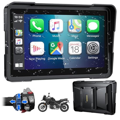 2026 YZW 7" GPS Navigation Screen Motorcycle Carplay for BMW, Native Wonder Wheel, Data Reading, Android Auto, 1000 Nits HD, IP67 Waterproof, BT, Plug&Play, TPMS, Light Sensor, Lossless Installation - size: BM 7"+Wonder Wheel+Lossless Installation